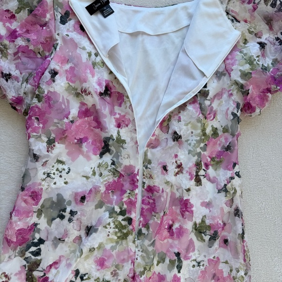 NWT Jessica Howard Floral Dress Pink Sheer Overlay Short Sleeve Elegant Size 16 - Picture 11 of 16